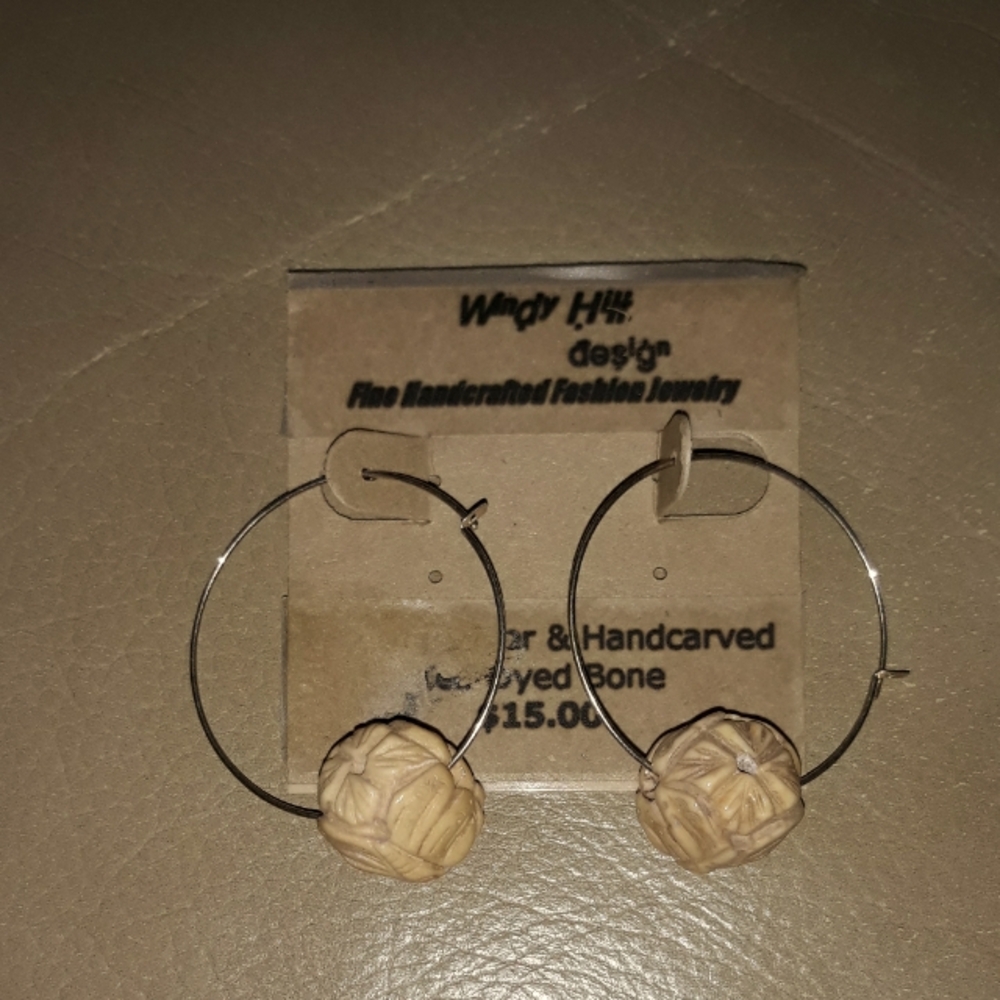 Beige Hoop Earrings
